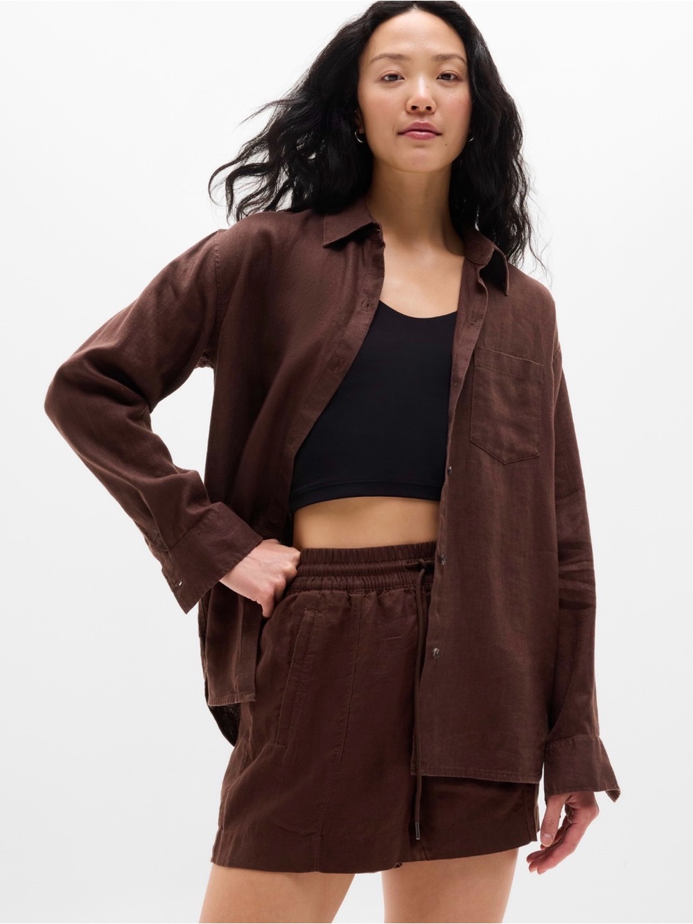 NWT Athleta Retreat Linen Woodland Shirt Size XS